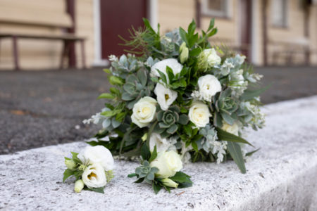 Simple white with greenery bouquet