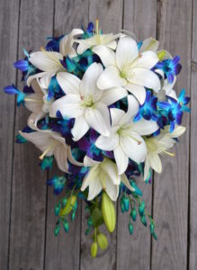 Lily and Blue Singapore Orchid Bouquet